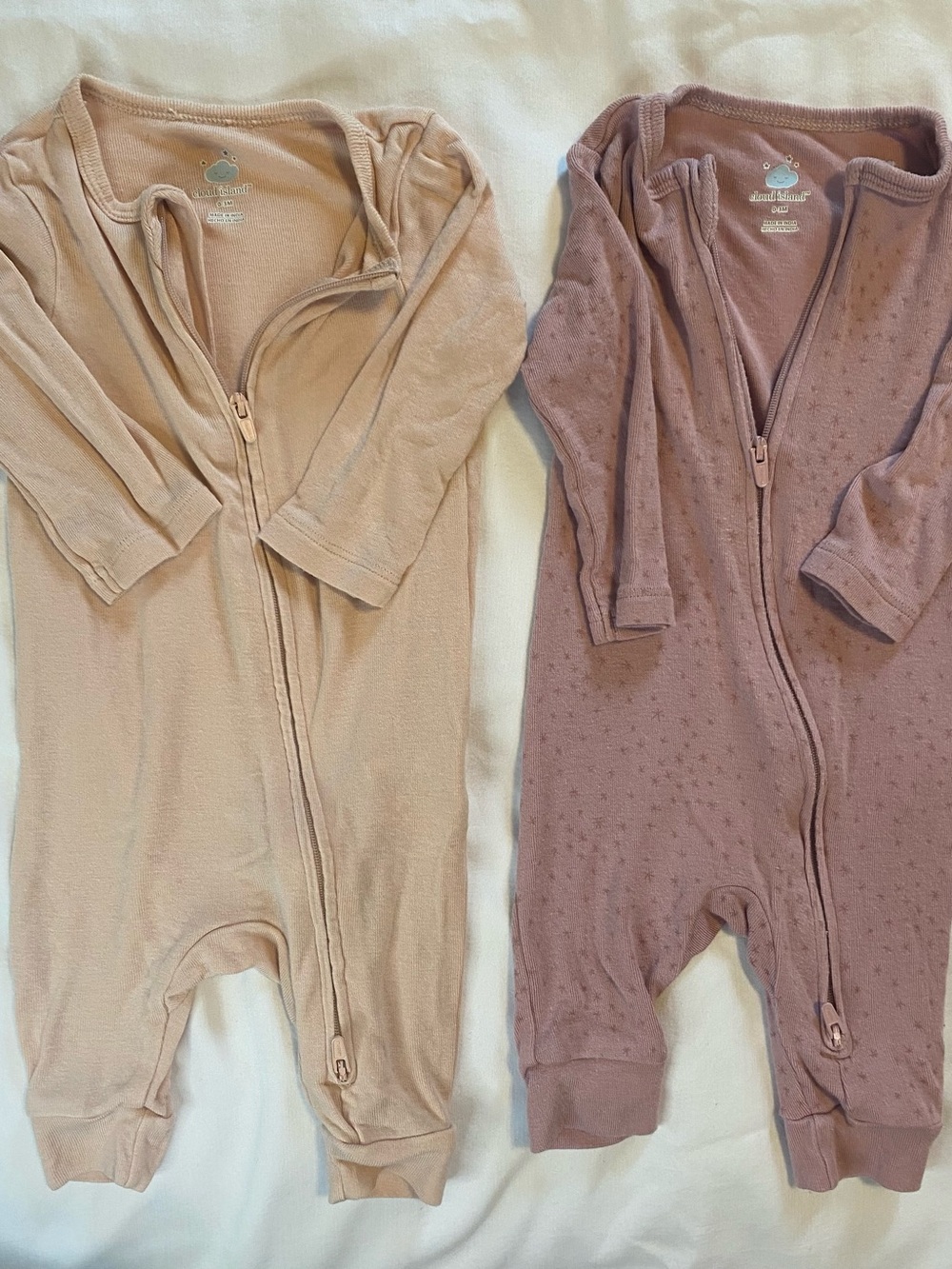 Cloud Island baby girl One-Piece Romper in Blush and Mauve - 2-Pack